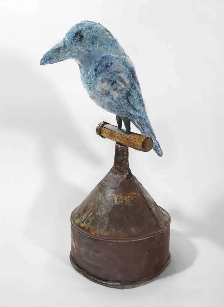 Sculptor Damon Thomas’s "Silo Crow" perches between industry and wilderness. (Photo courtesy Damon Thomas)