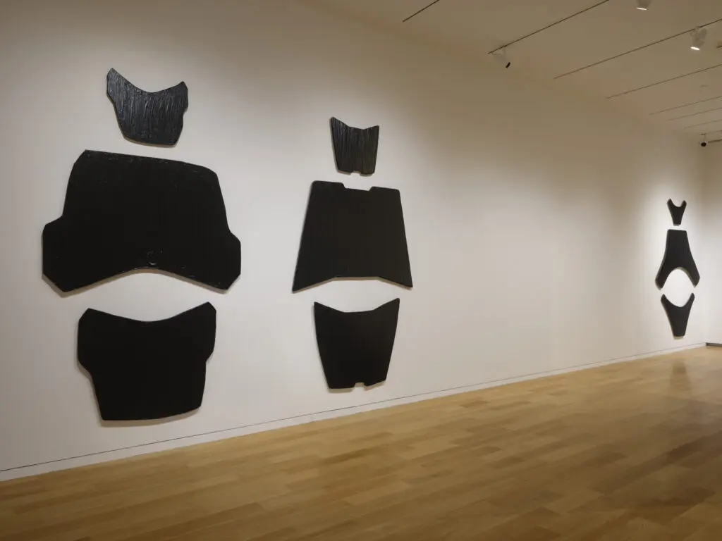 Each triptych, shaped from the outlines of Lamborghini hoods, takes on an anthropomorphic presence. (Photo by The Modern Art Museum of Fort Worth )