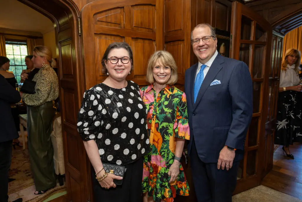 Shawn Stephens, Kelley Lubanko, Jim Jordan at the Lynn Wyatt book party (Photo by Jenny Antill)