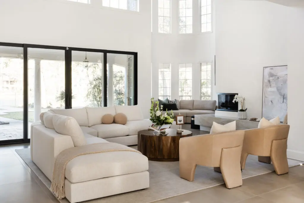 The family room has ample seating and a nook designed for quiet moments.