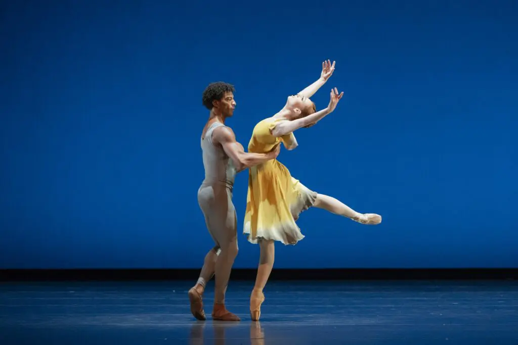 Houston Ballet Soloist Alyssa Springer and First Soloist Gian Carlo Perez in Jacquelyn Long’s "Illuminate" (Photo by Alana Campbell. Courtesy Houston Ballet.)