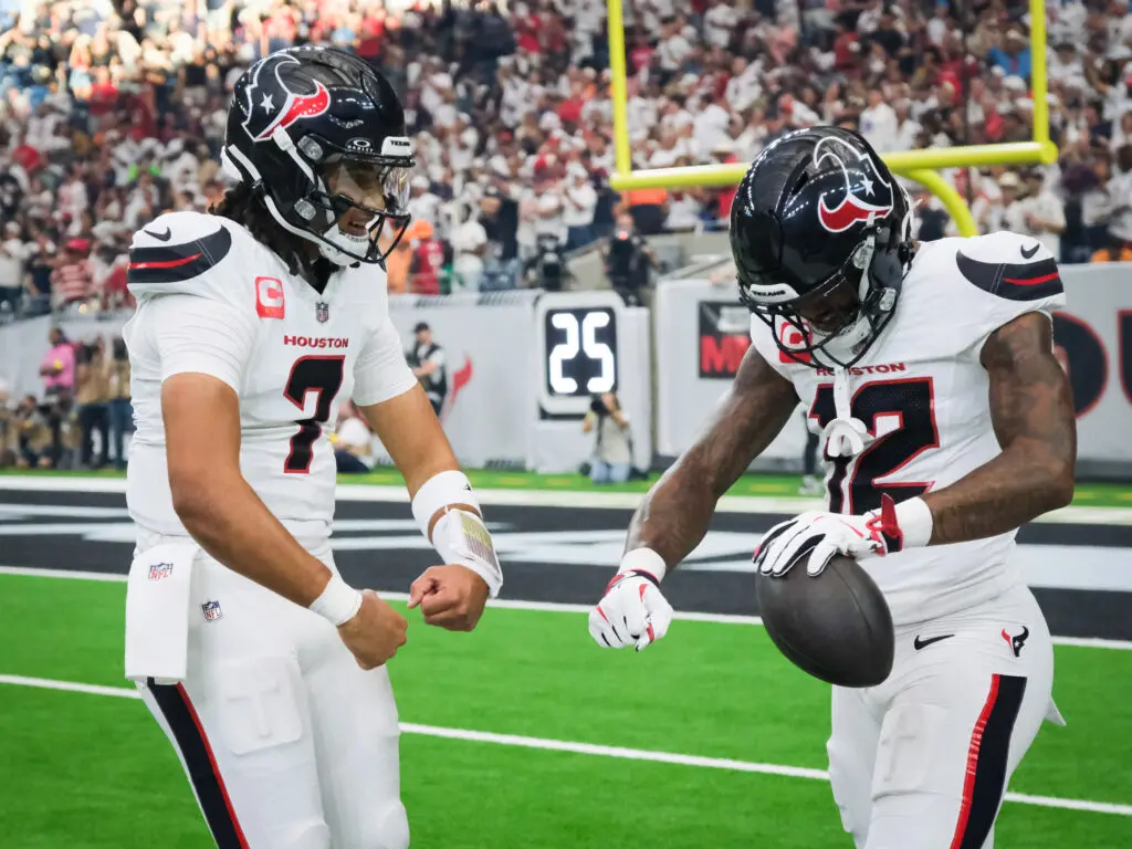 Houston Texans quarterback C.J. Stroud and wide receiver Nico Collins have a connection. (Photo by F. Carter Smith)