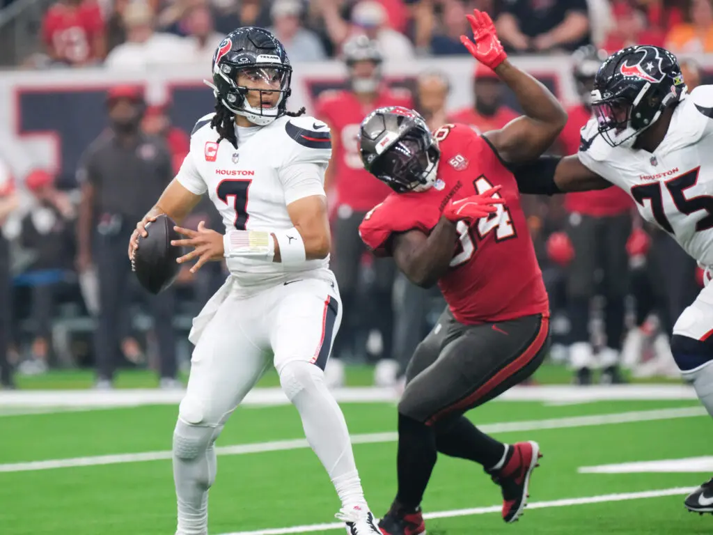 Houston Texans quarterback C.J. Stroud is used to facing a lot of pressure. (Photo by F. Carter Smith)