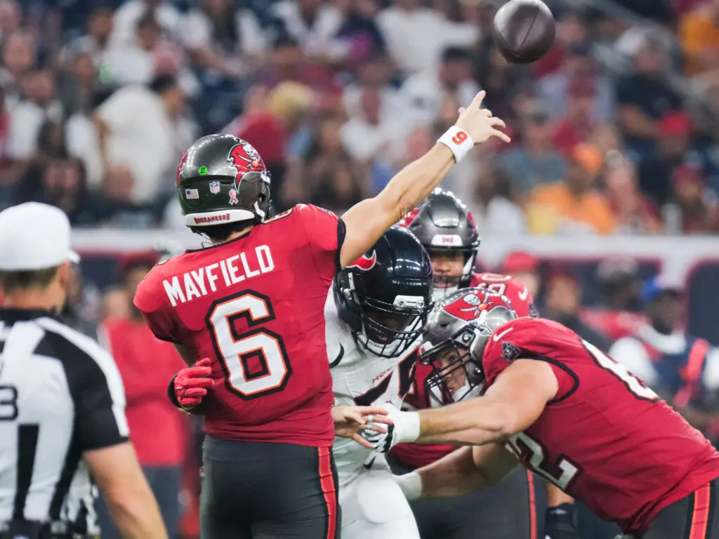 Bucs quarterback Baker Mayfield can still throw dimes and he might have a legit Super Bowl contender. (Photo by F. Carter Smith)