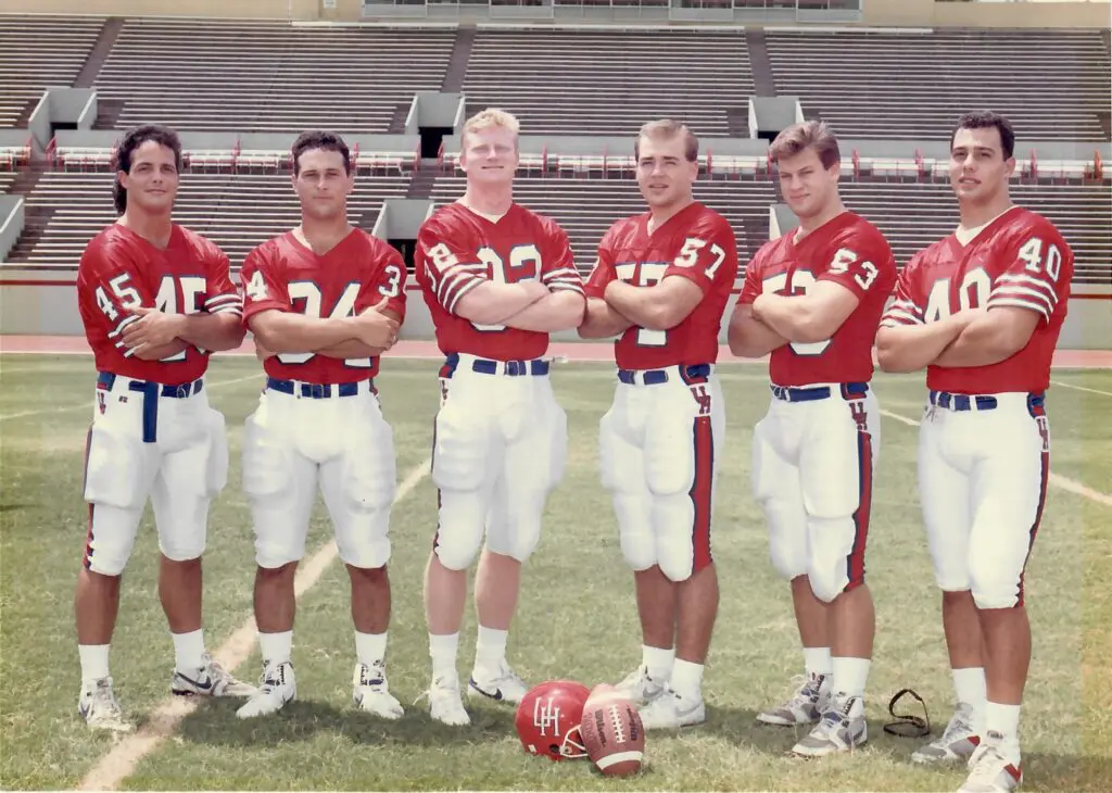 Glenn Cadrez (No. 40) and his University of Houston teammates are still close today. (Courtesy Ted Pardee)
