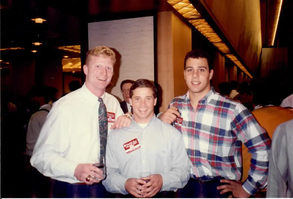 Ted Pardee (left) was not surprised when Glenn Cadrez (far right) ran towards a fire to rescue a man from a burning car. (Courtesy Ted Pardee)