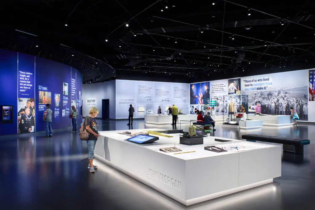 The large circular gallery contains 13 exhibit “islands,” each devoted to a Medal of Honor recipient. (Photo by National Medal of Honor Museum )