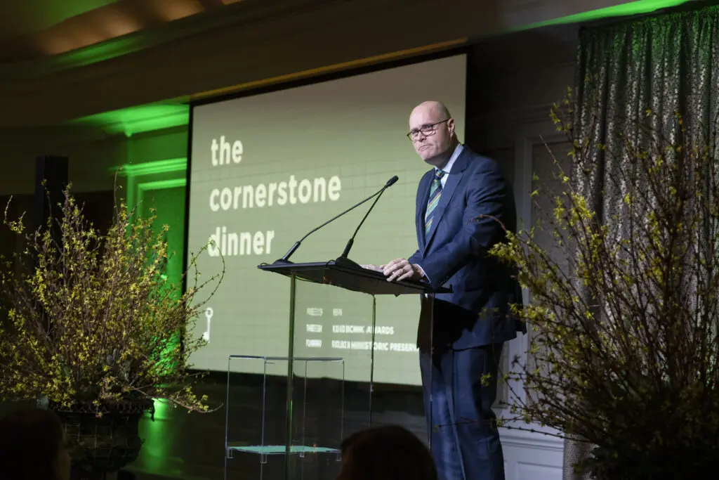 Preservation Houston board president Martin Gollwitzer at Preservation Houston's Good Brick Awards Dinner (Photo by Alida Bonifaz)