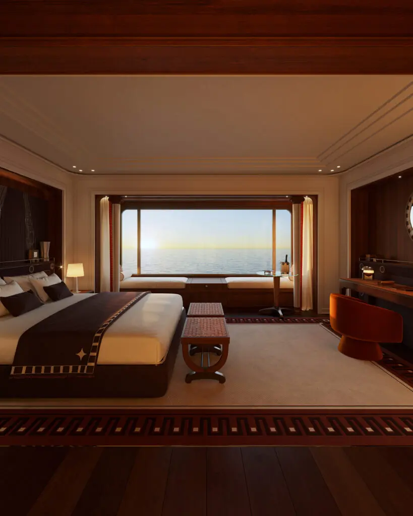  Orient Express Corinthian features 54 spacious suites, designed with warm touches of wood, leather and marble, and five restaurants helmed by Michelin-starred Yannick Alléno.