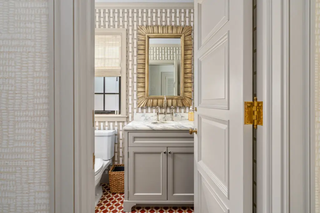 Guest bath, one of three half baths at 1419 Kirby (Photo by Sonya Bertolino / Compass)