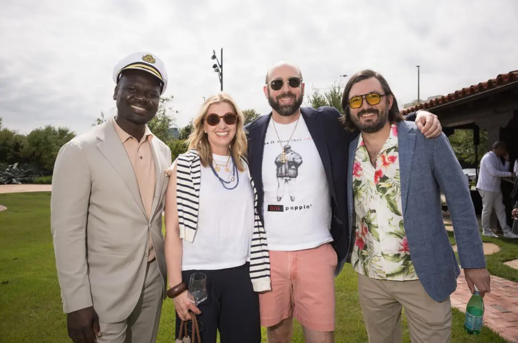 Cherif Mbodji, Cristina & Morgan Lunt, Aaron Bludorn at Southern Smoke Foundation's Decanted Wine Auction held at Lott Hall in Hermann Park (Photo by Daniel Ortiz)