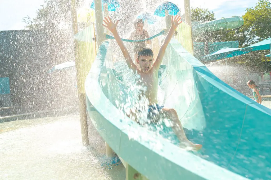 Two exhilarating 180-foot waterslides define summer fun at Jade Waters.