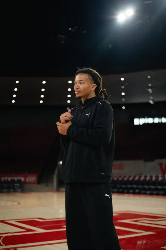 Kingston Flemings knows his NBA Draft future is here after an All-American season at the University of Houston. Kingston Flemings and his agent Erika Ruiz are getting ready for the NBA Draft. (Photo by Jordan Hardy)