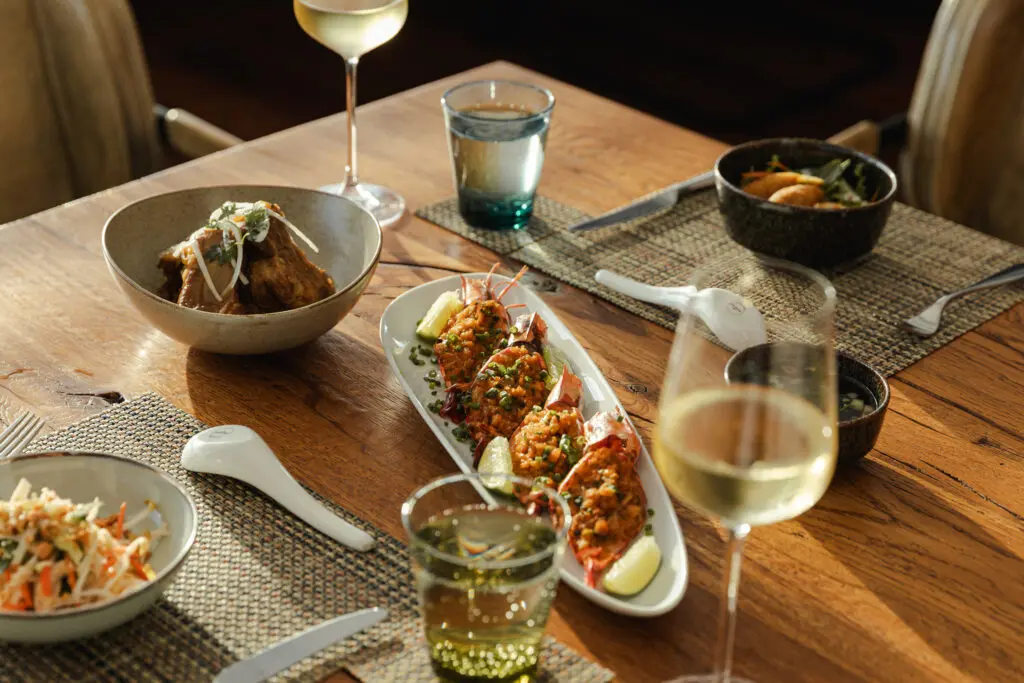 Michelin-starred Chef David Thompson designed the onboard menus while the culinary team sources local ingredients daily from nearby villages and markets. (photo courtesy of Aqua Expeditions)