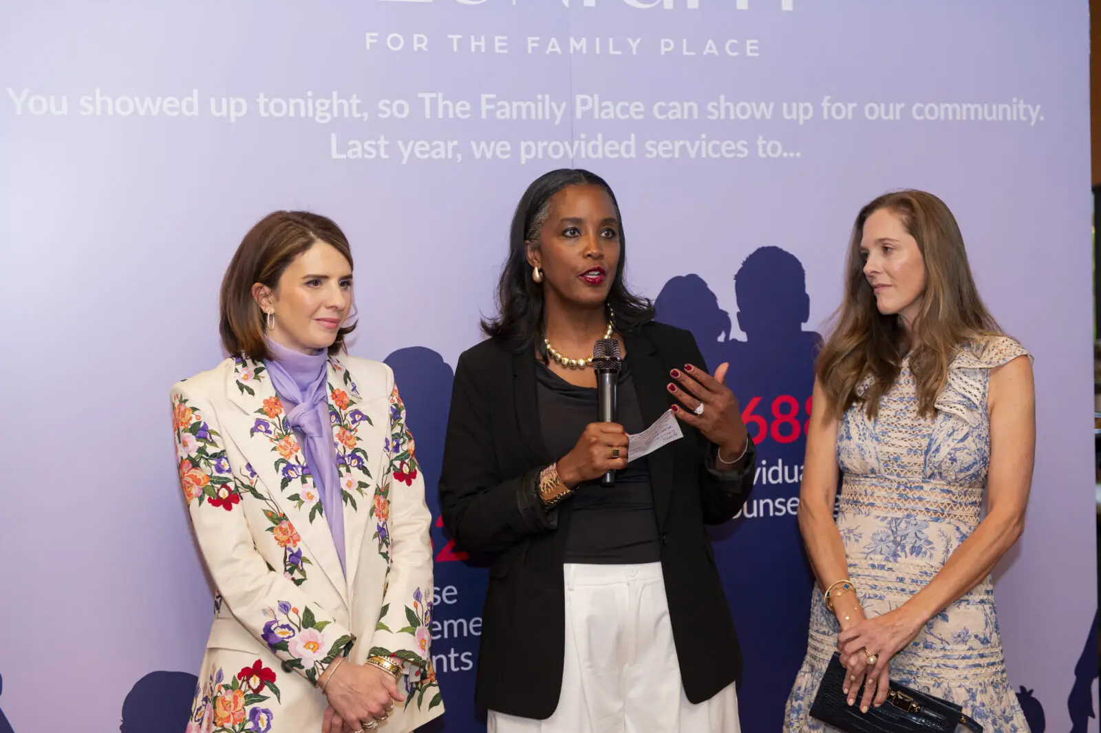 Tiffany Tate, CEO, shares remarks alongside Development Co-Chairs, Jess Bass Bolander and Holly Krug (Photo by Tamytha Cameron Photography)
