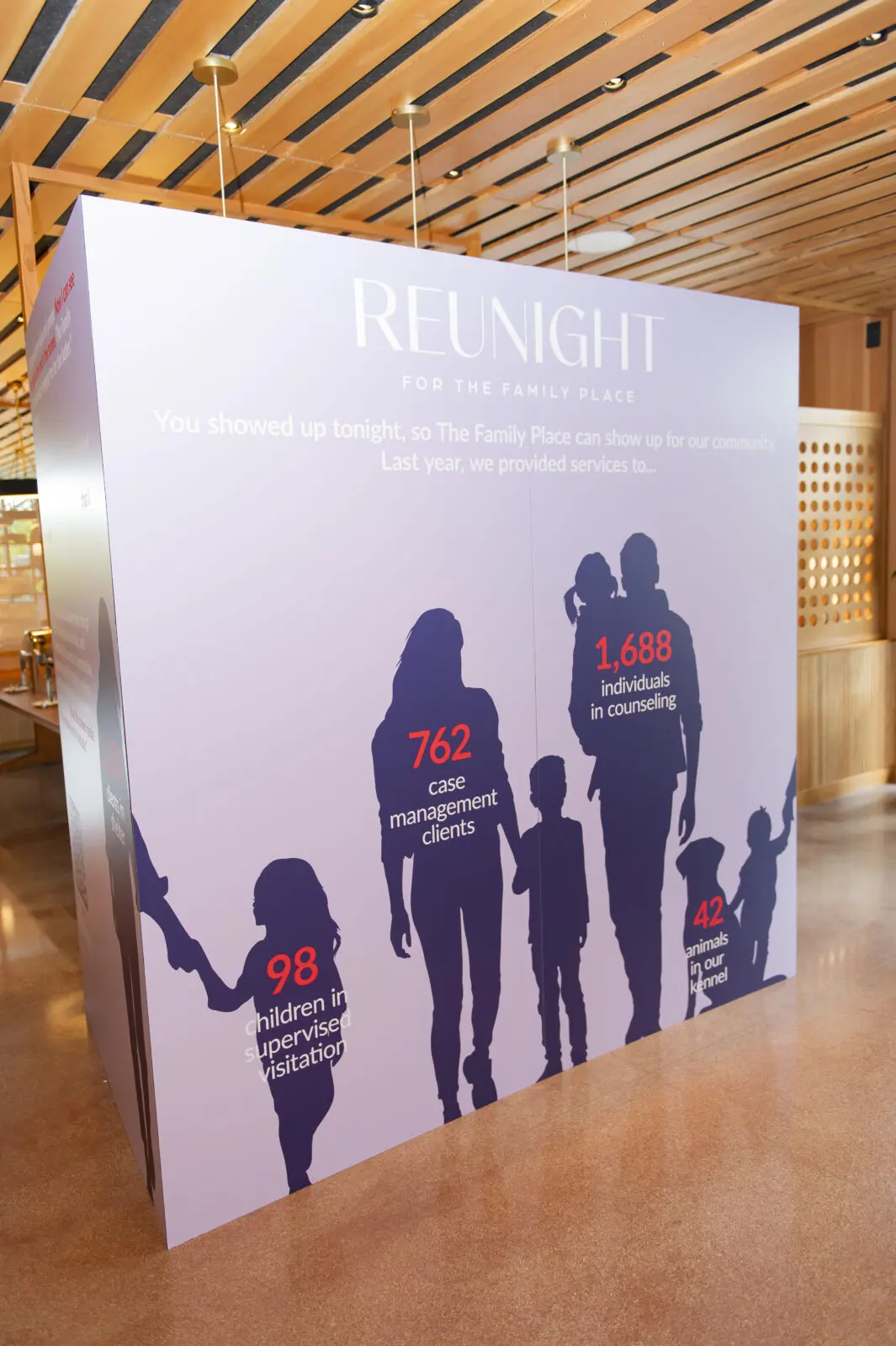 Visual display representing The Family Place’s work (Photo by Tamytha Cameron Photography)