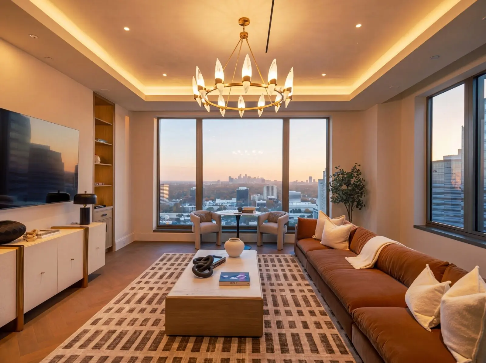 The view to downtown Houston in the Belfiori penthouse (Photo by Harry Stonhill)