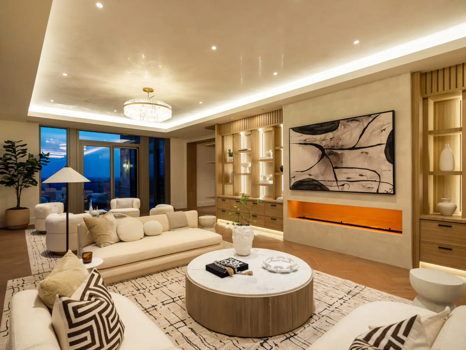 One of several entertaining areas in the penthouse at Belfiori (Photo by Harry Stonhill)