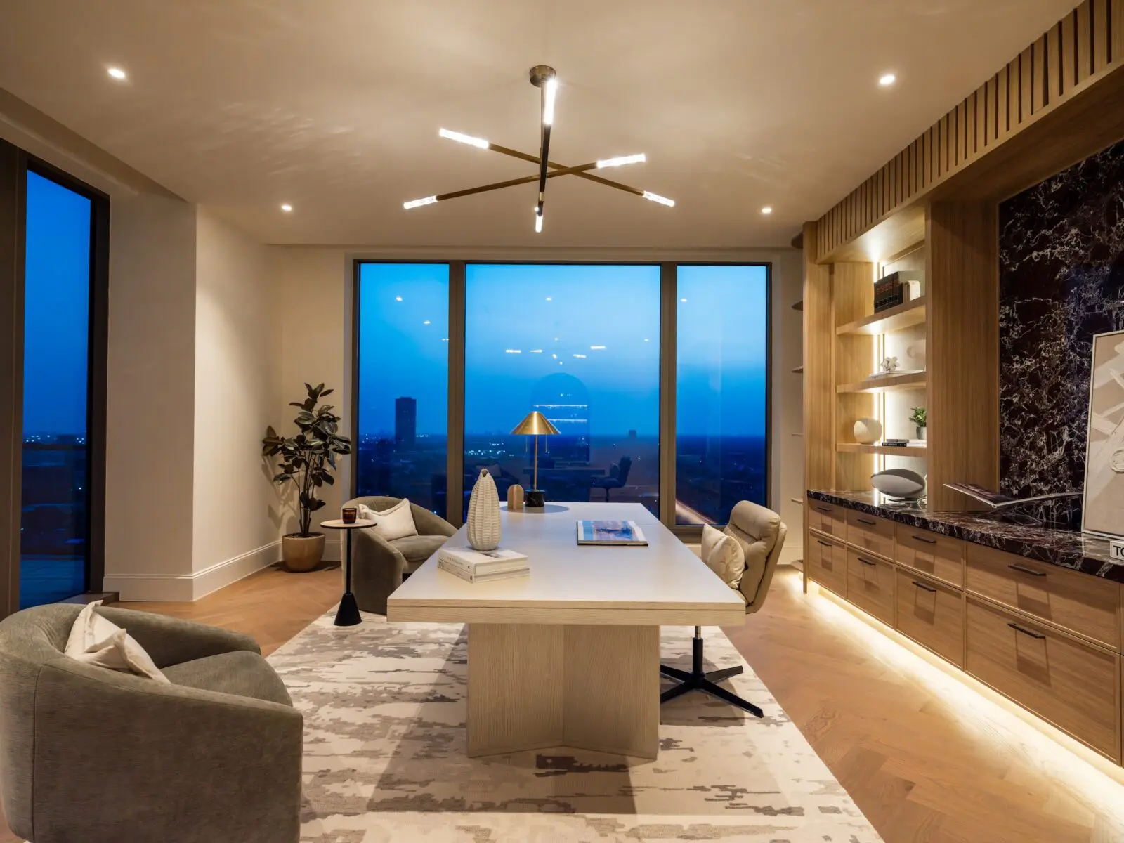 A study/office in the 8,689 sq.ft. penthouse in the Belfiore (Photo by Harry Stonhill)
