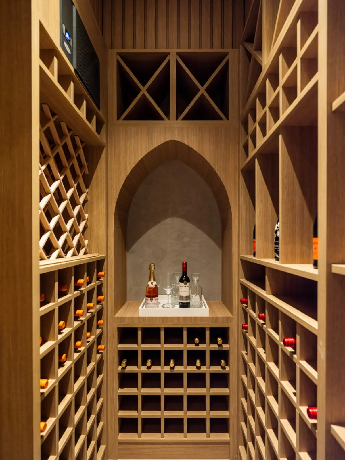 Wine storage in the Belfiore penthouse  (Photo by Harry Stonhill)