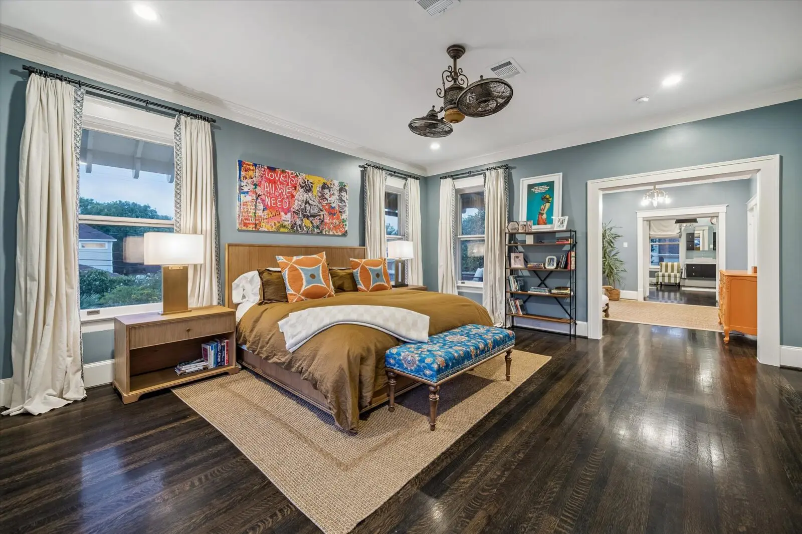 One of four bedrooms at 15 Courtlandt Place (Photo by Tk Images)