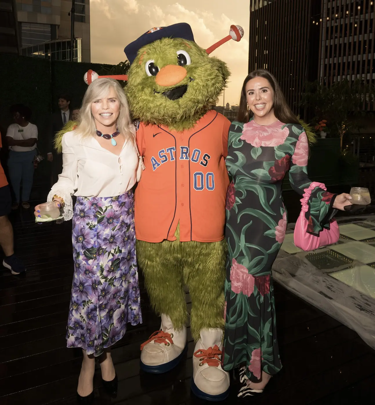 Valerie Fuller, Orbit, Gillian Sarofim at Discovery Green's 'A Night of Discovery' (Photo by Daniel Ortiz)