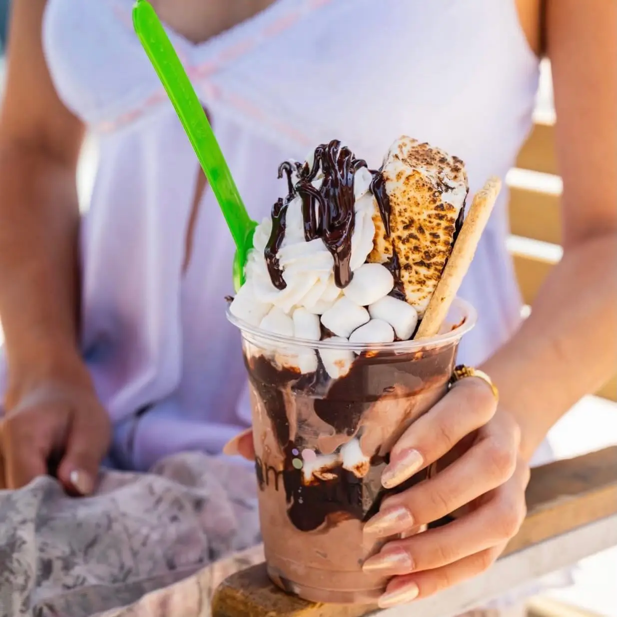 Creamistry is located outdoors at The Woodlands Mall near the movie screen and green space. (Photo courtesy Creamistry)