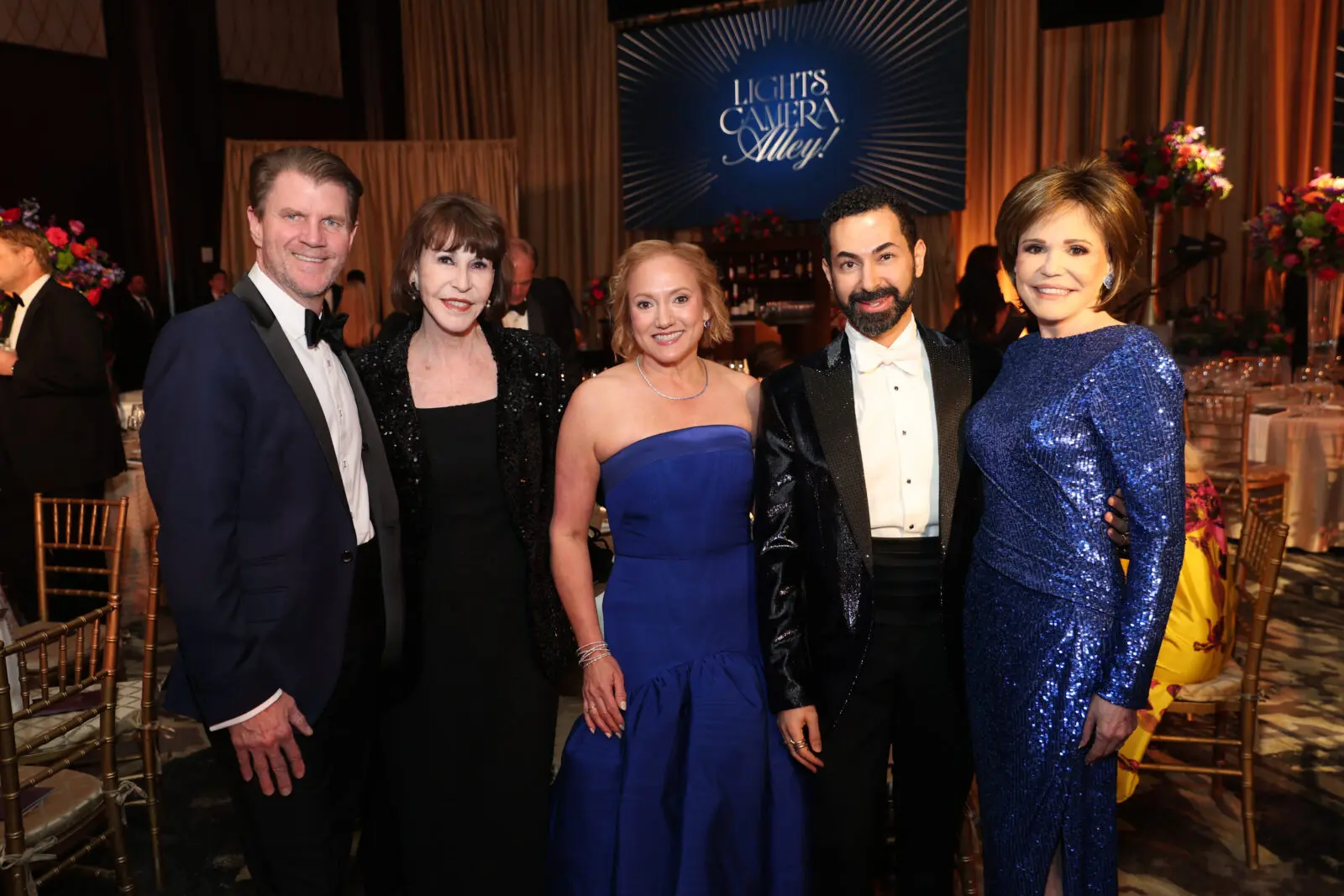 Bill Baldwin, Shelby Hodge, Mignon Gill, Fady Armanious, Hallie Vanderhider at the Alley Theatre gala (Photo by Priscilla Dickson)