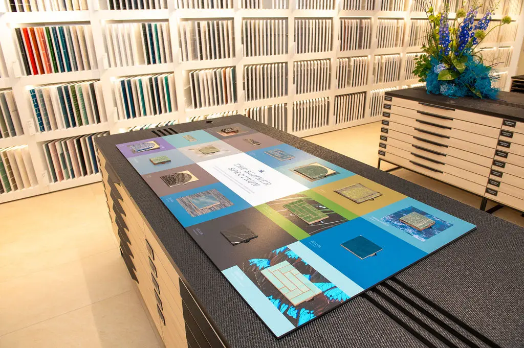 TileBar's designers guide clients through scale, finish, and application using real-world vignettes, an on-site sample library, and a dedicated workshop areas for side-by-side comparisons and moodboarding. (Photo by Tamytha Cameron)