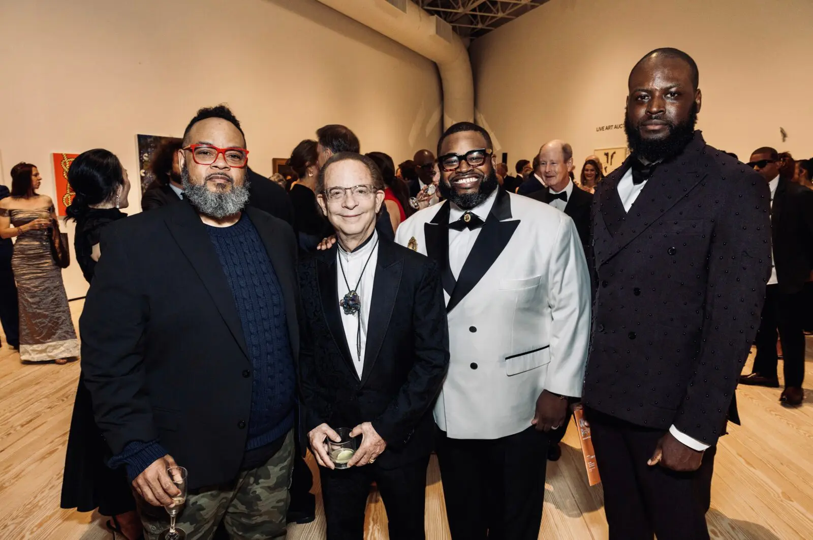 Robert Pruitt, Lester Marks, Jackson Smith, Timi Etebu at CAMH Party: 2026 Annual Benefit and Art Auction (Photo by Jenny Antill Clifton)
