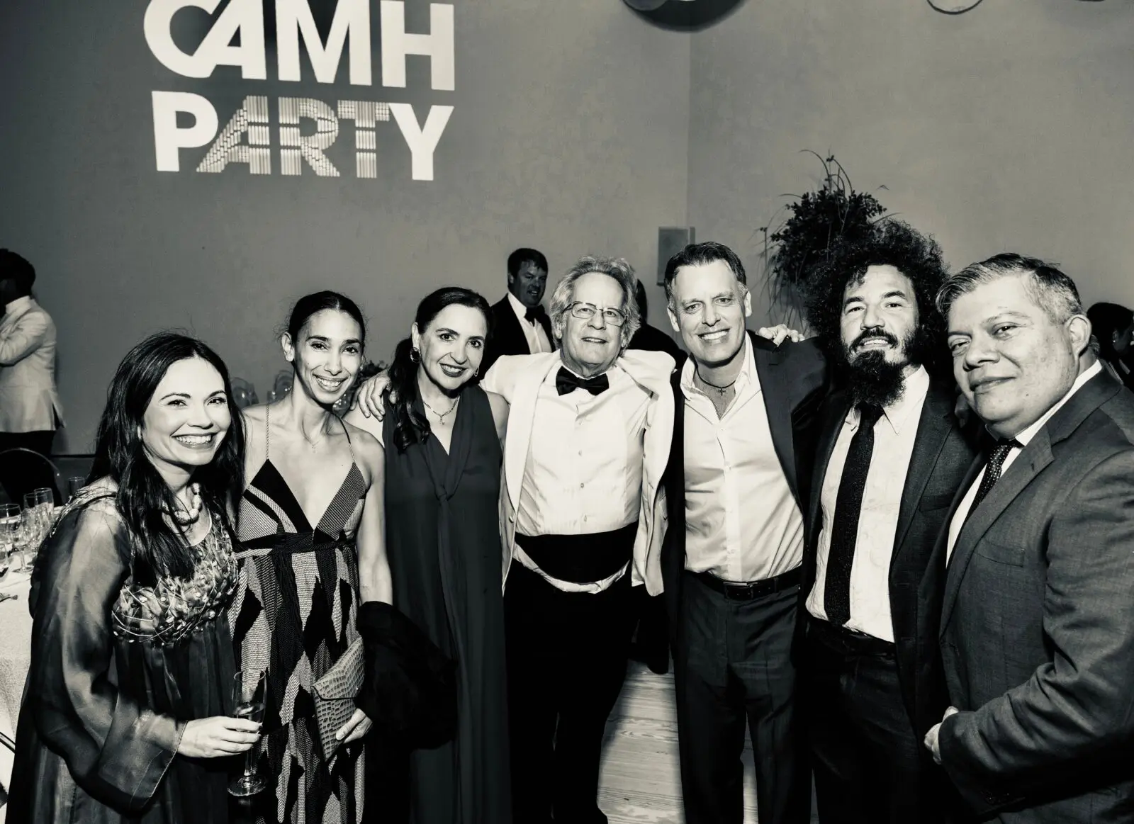 Michelle Leal, Ana Moreira Leal, Paola Creixell, Tom Van Laan, Arturo Creixell, Reynier Leyva Novo, Rafael Vargas-Suarez at CAMH Party: 2026 Annual Benefit and Art Auction (Photo by Jenny Antill Clifton)