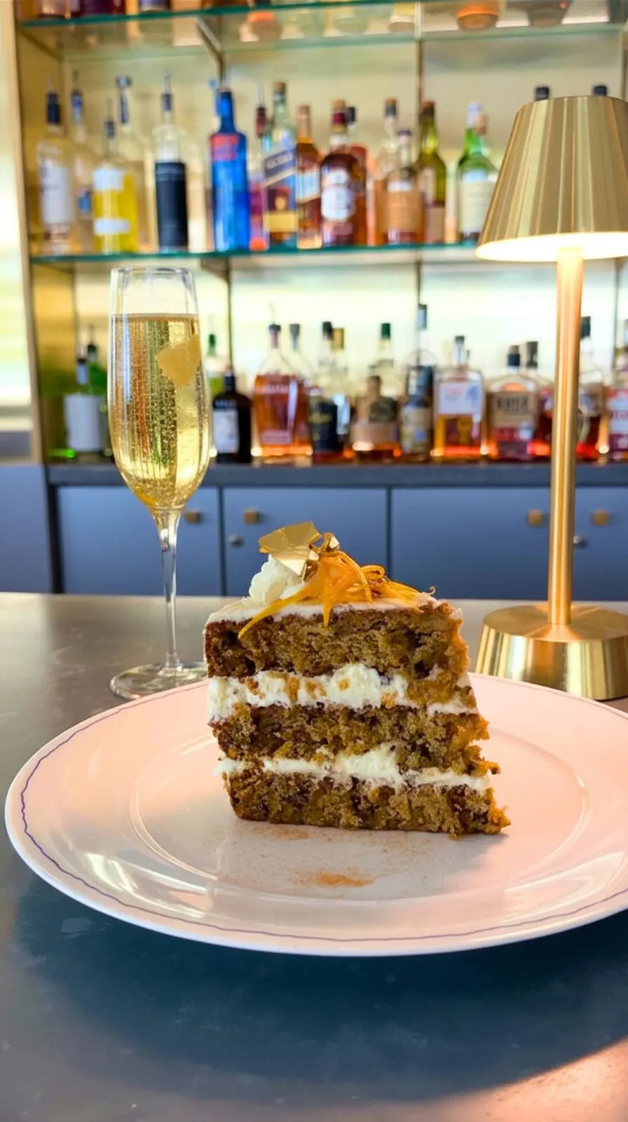 Nothing beats the Centennial Carrot Cake, an all-time classic with walnuts, extra spices, pineapple and orange, and garnished with gold leaf and glitter.