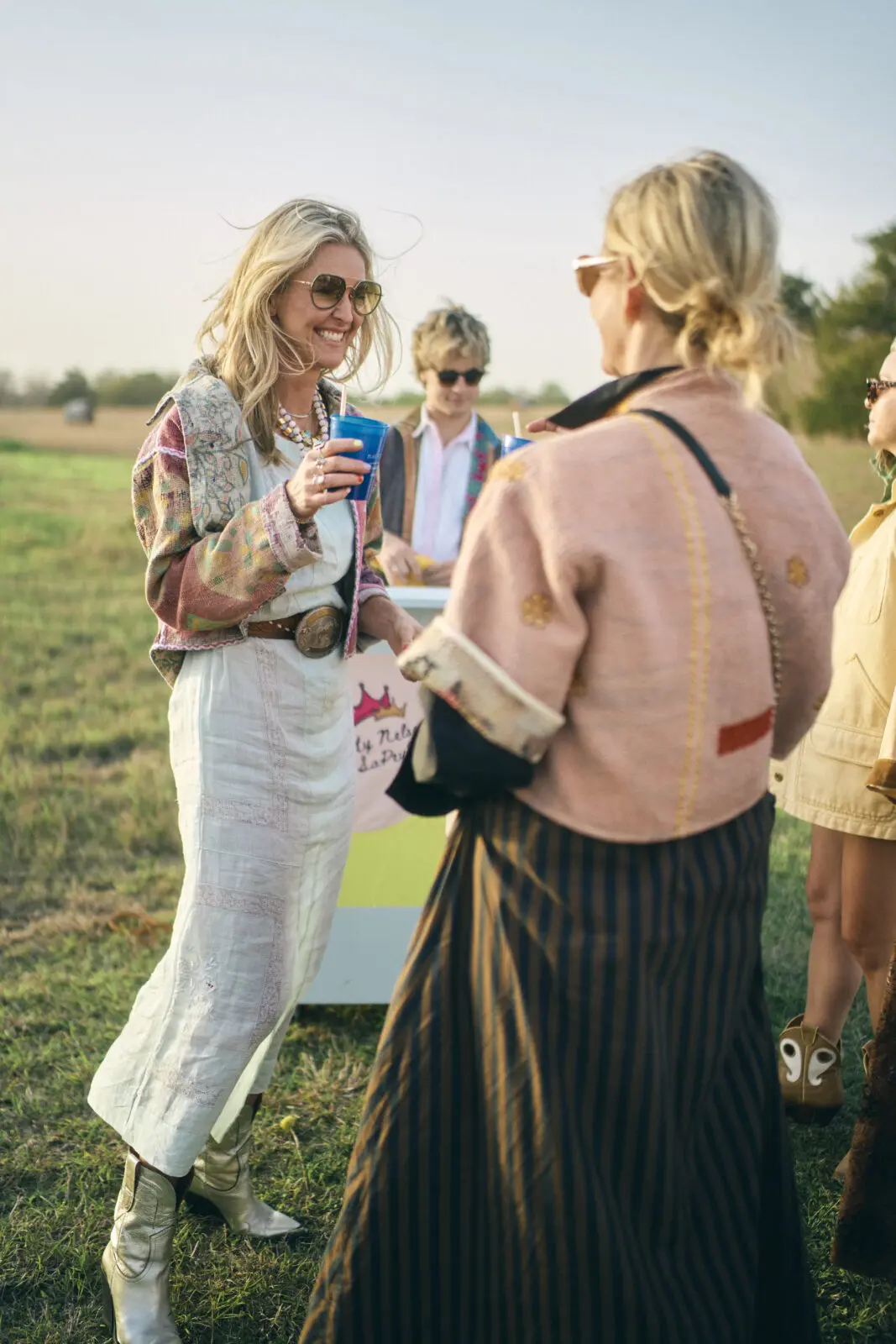 Kendra Brooks (left) says her newest jacket line was a hit with visitors to Round Top a few weeks ago. (Courtesy)
