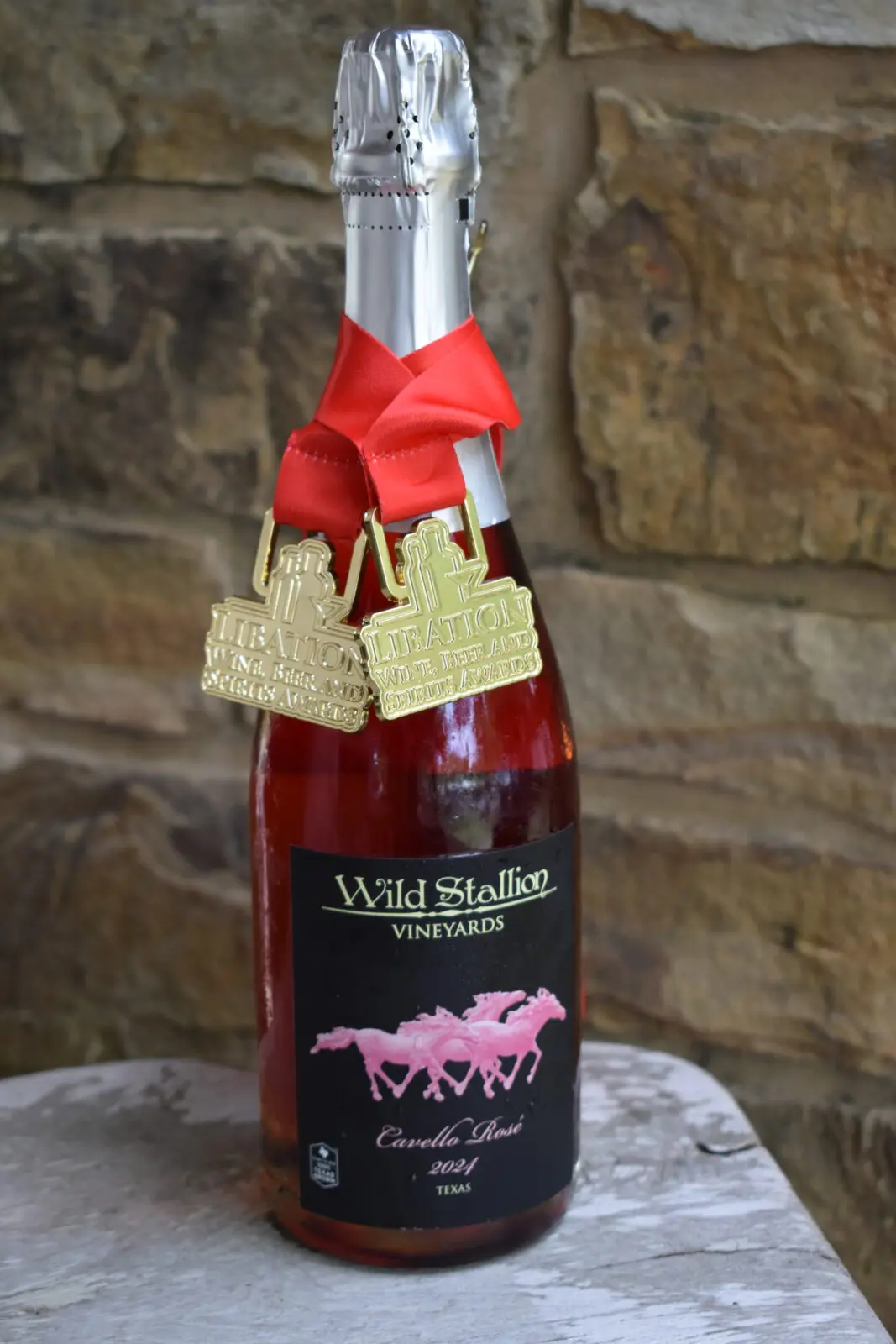 Wild Stallion Vineyards’ Cavello Rosé received double gold at the 2026 National Small Producer’s Wine Invitational. (Photo courtesy Wild Stallion Vineyards)