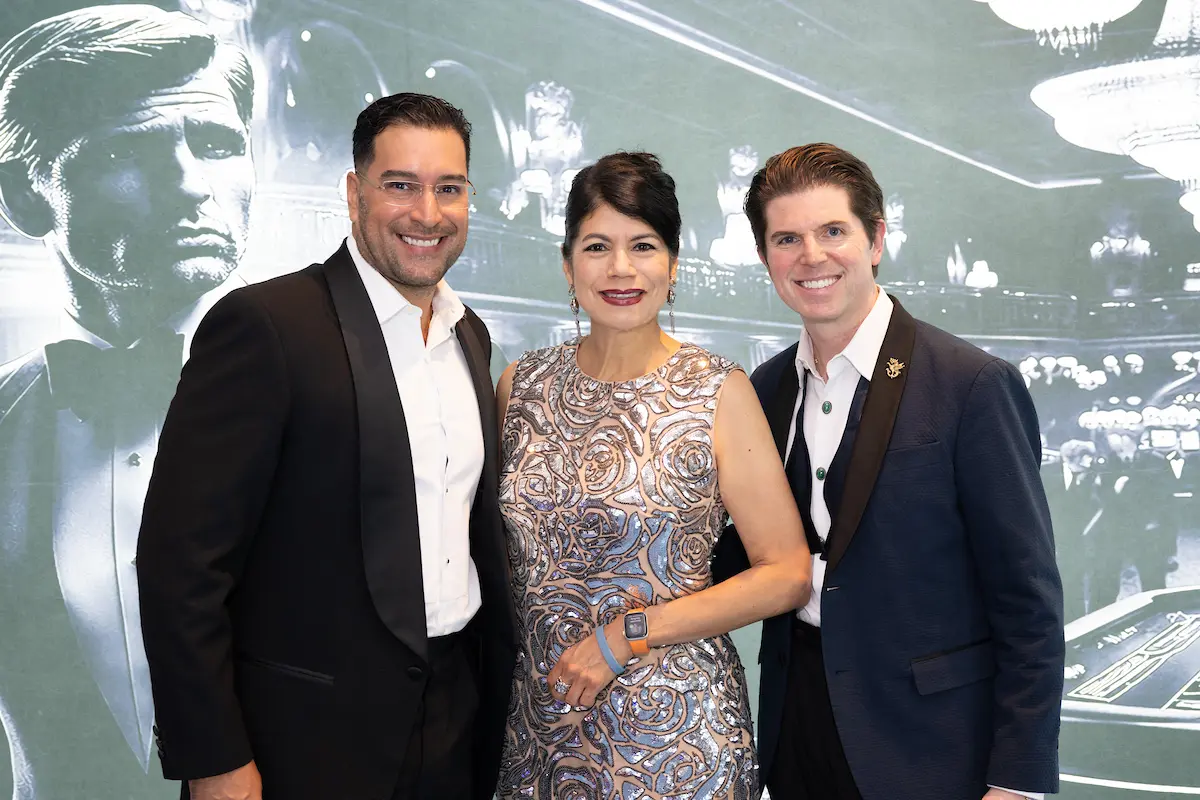 Joshua Espinedo, Texas Senator Carol Alvarado, Nathan Reedy at the Victory Houston gala (Photo by Wilson Parish)