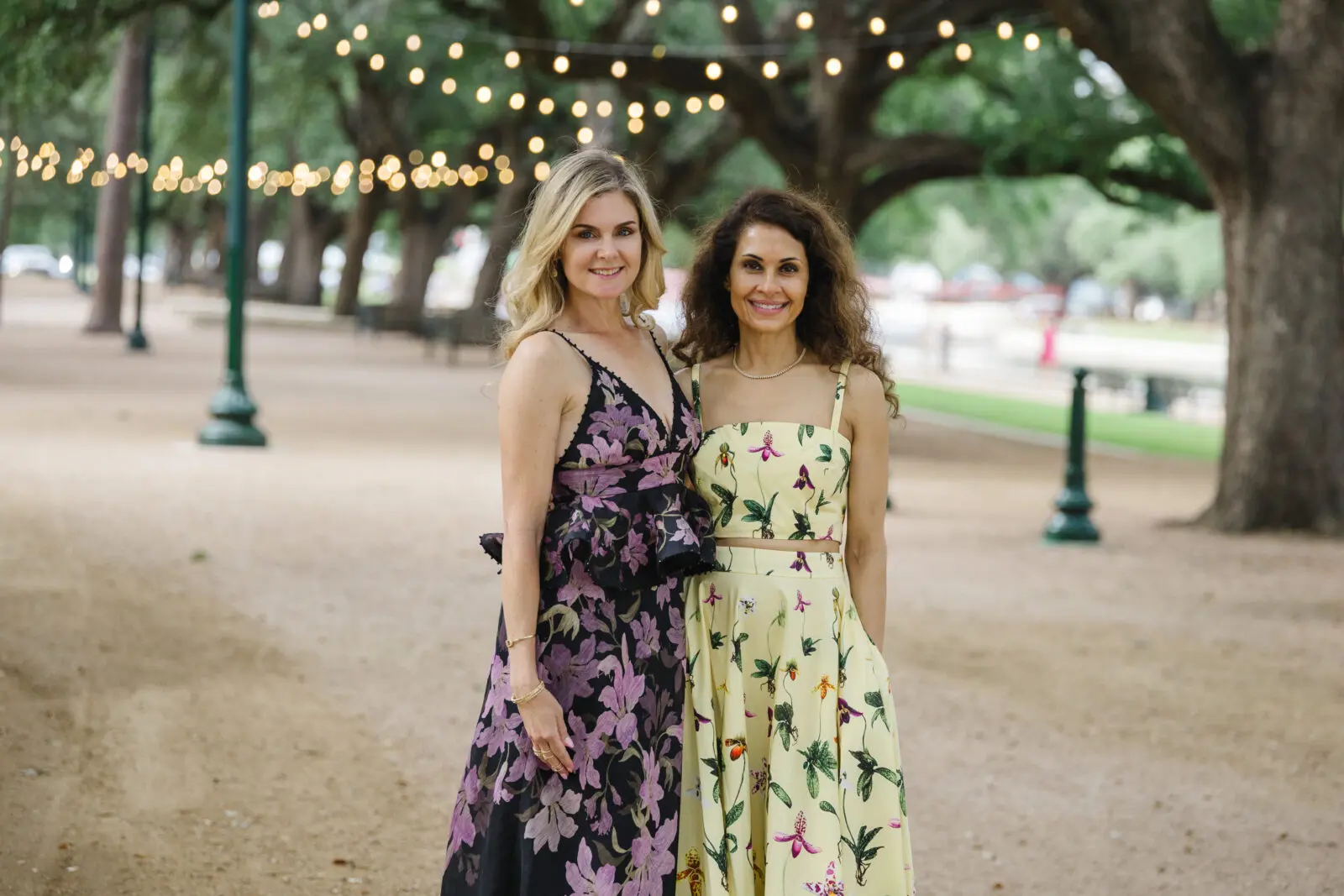 Chairs Meredith Marshall and Rishma Mohamed at Hermann Park Conservancy's 'Evening in the Park' (Photo by Johnny Than)