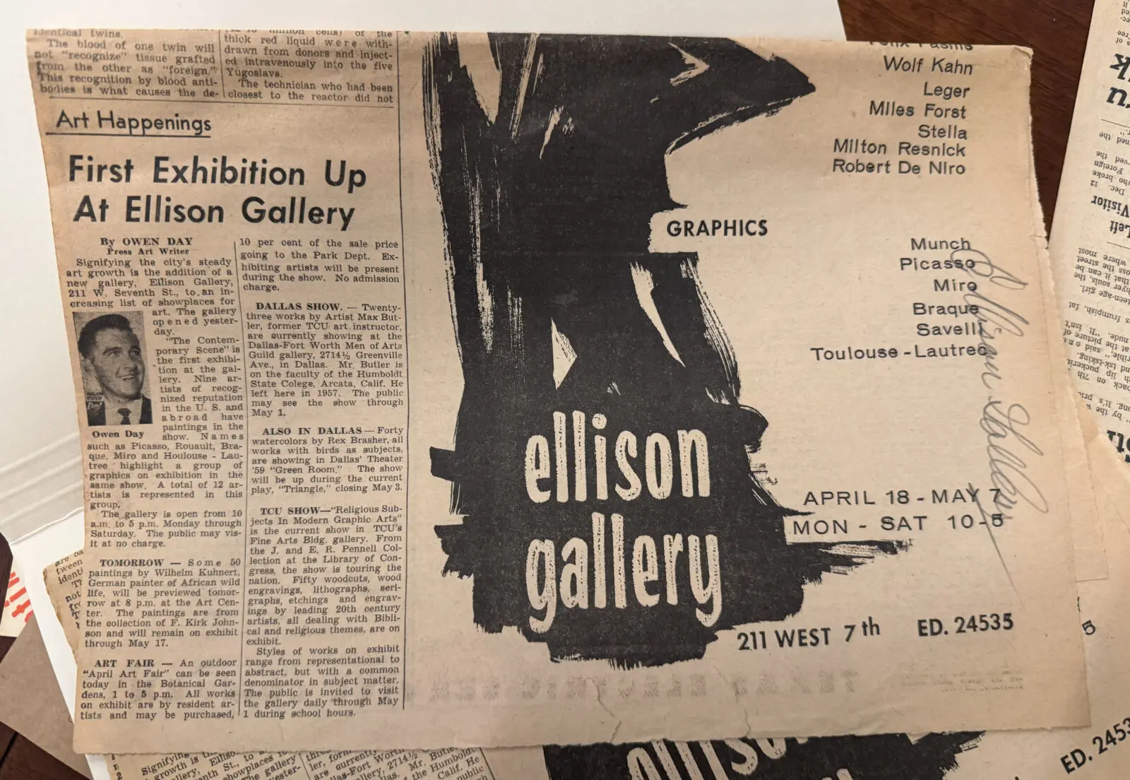 Ellison moved back to Fort Worth in 1958 to open an art gallery. (Courtesy)