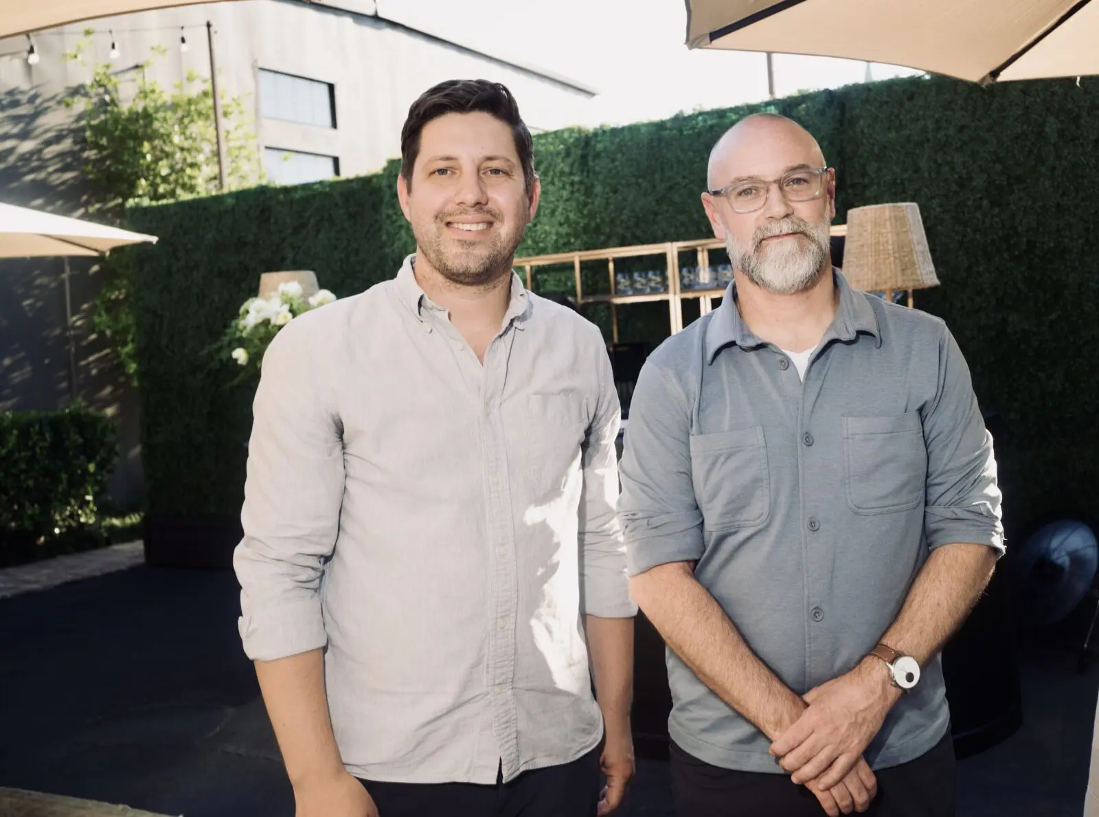 Josh Canez, Peter Klein at the Matt Camron Rugs celebration of its partnership with Rose Uniacke