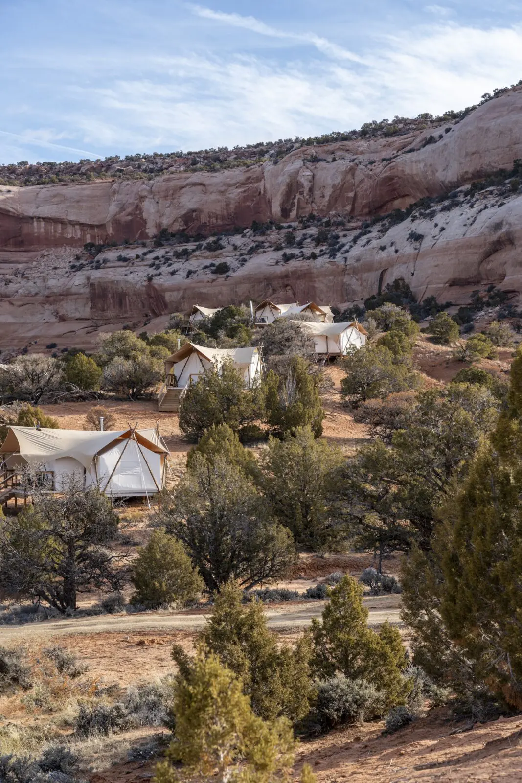 Each of ULUM Moab's 50 private tents is positioned for privacy and unobstructed views of the Southeast Utah desert.