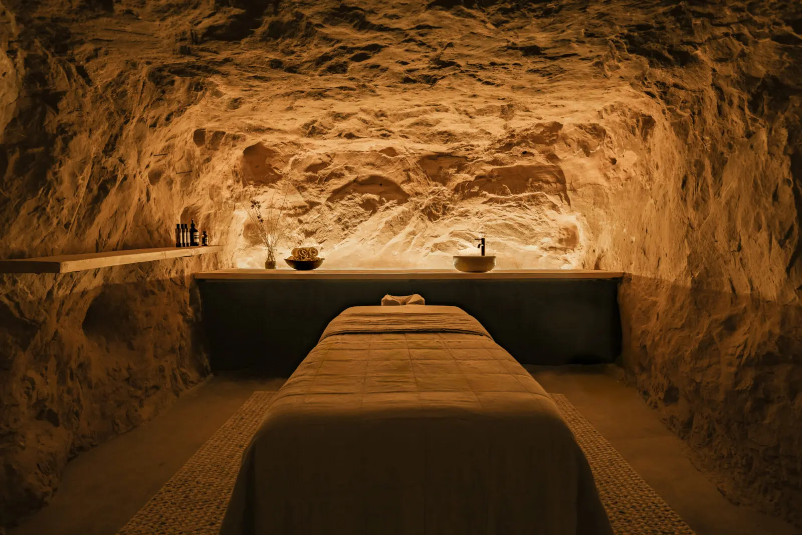 ULUM Moab's spa cave is carved into a sandstone rock formation near the main lodge, offering massage treatments in a one-of-a-kind setting.