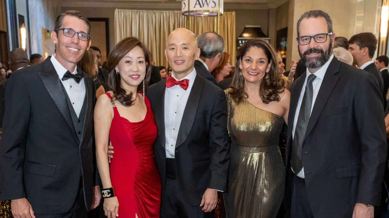 Matt Knoll, Alison Chen & husband, Emily Whittenburg, Jeremy Fingeret at the University of Houston Law Center Alumni Association Law Gala & Auction (Photo by Jacob Power)