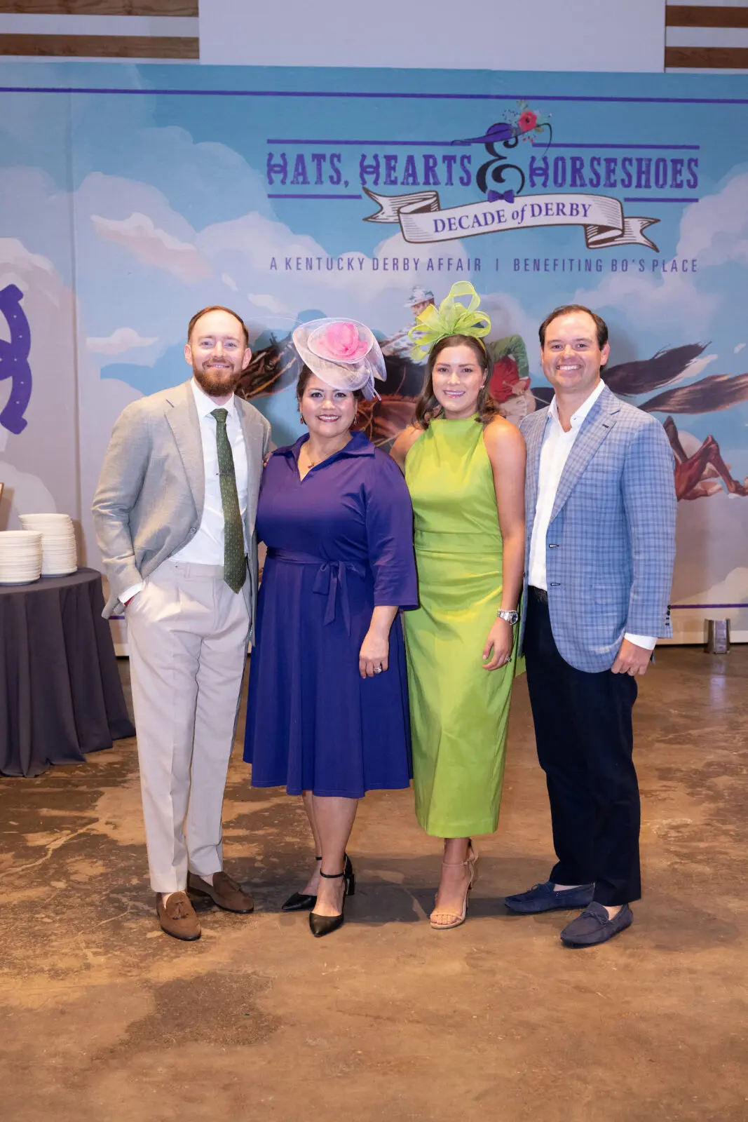 Mattison May, Lisa Iparrea, Shelby & Matthew Seligmann at Bo's Place 'Hats, Hearts & Horseshoes: A Decade of Derby' (Photo by Wilson Parish)