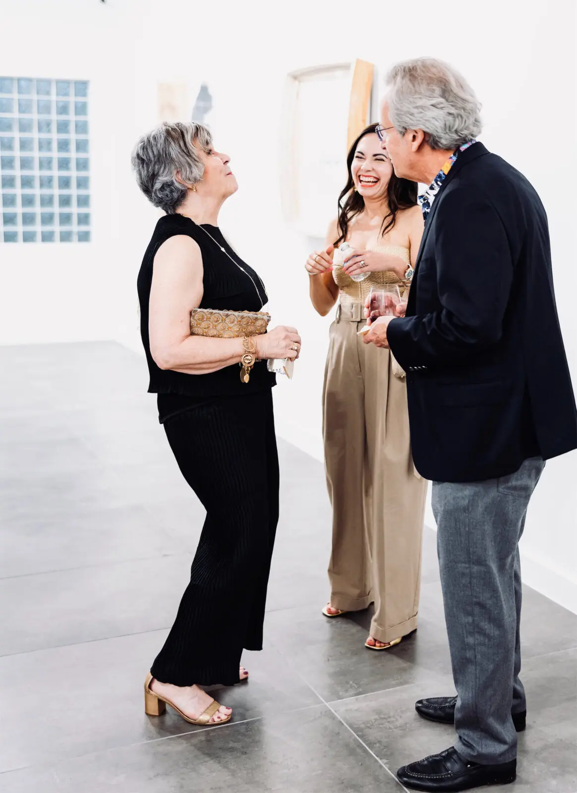 Ruth Dreessen, Michele Leal Farah, Tom Van Laan at the Houston Arts Alliance Gilded & Golden Kickoff (Photo by Hung L. Truong)