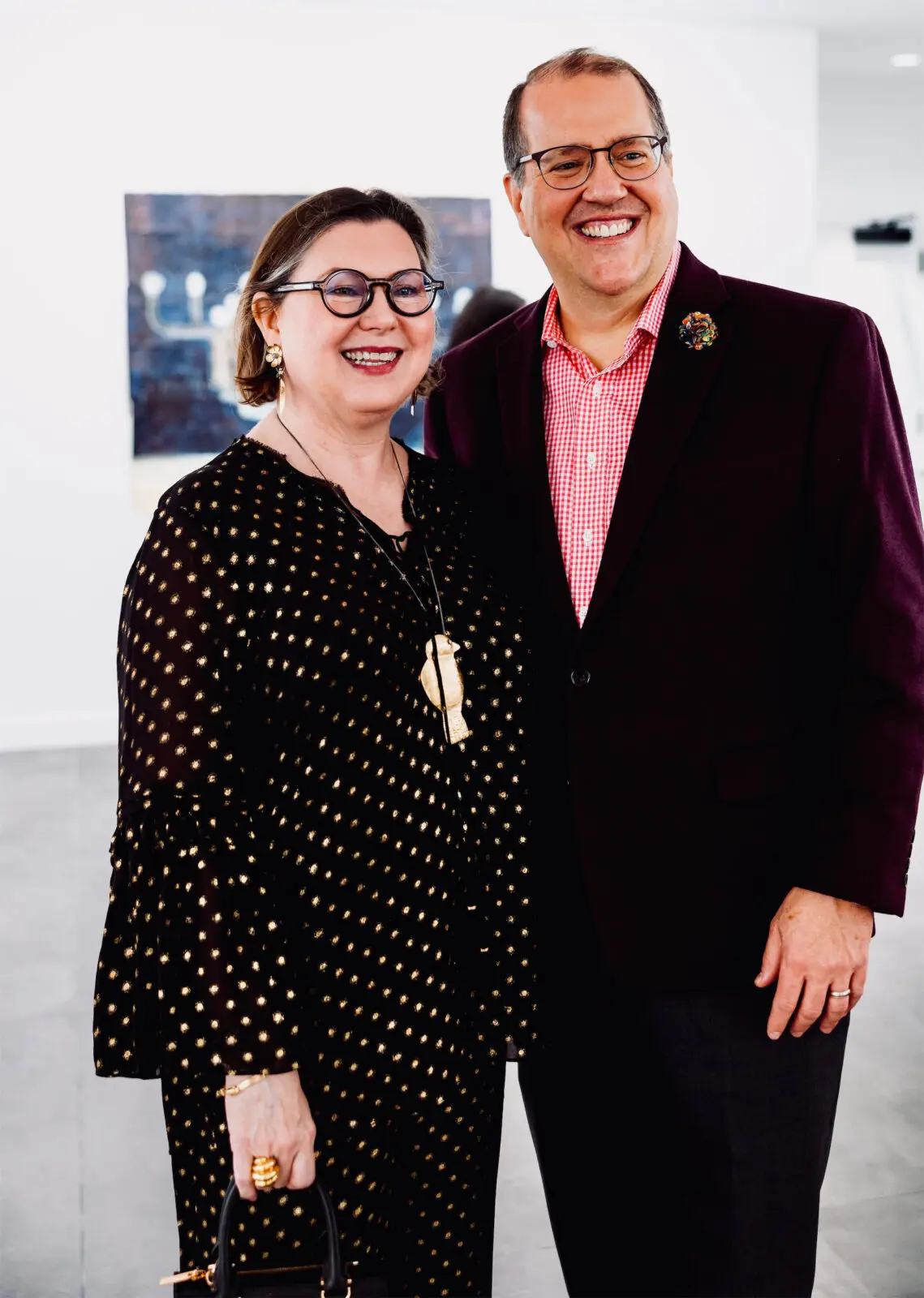 Co-chair Shawn Stephens & Jim Jordan at the Houston Arts Alliance Gilded & Golden Kickoff (Photo by Hung L. Truong)