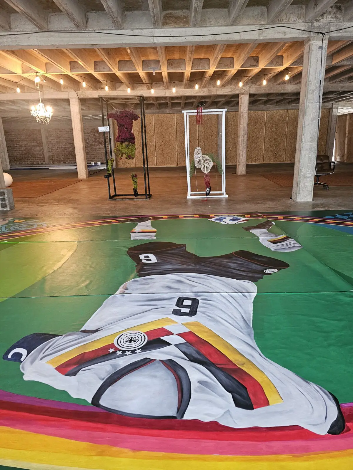 A detail of artist Betirri's East End Gateway Mural, 2026, which is inspired by Houston's East End and FIFA World Cup 2026. (Courtesy Betirri Studio)