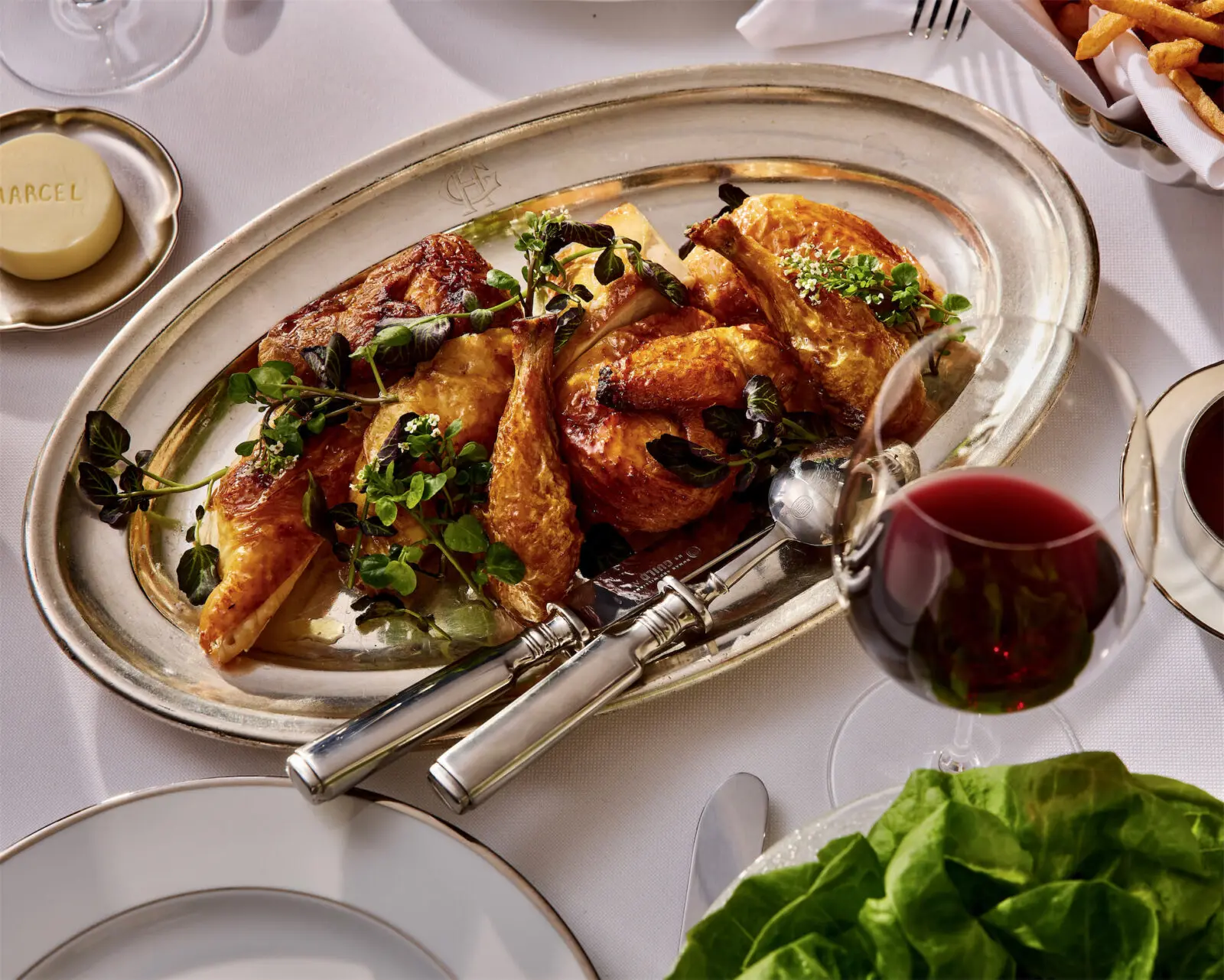 New NYC restaurant Marcel offers Poulet Roti. (Photo by Nico Schinco)