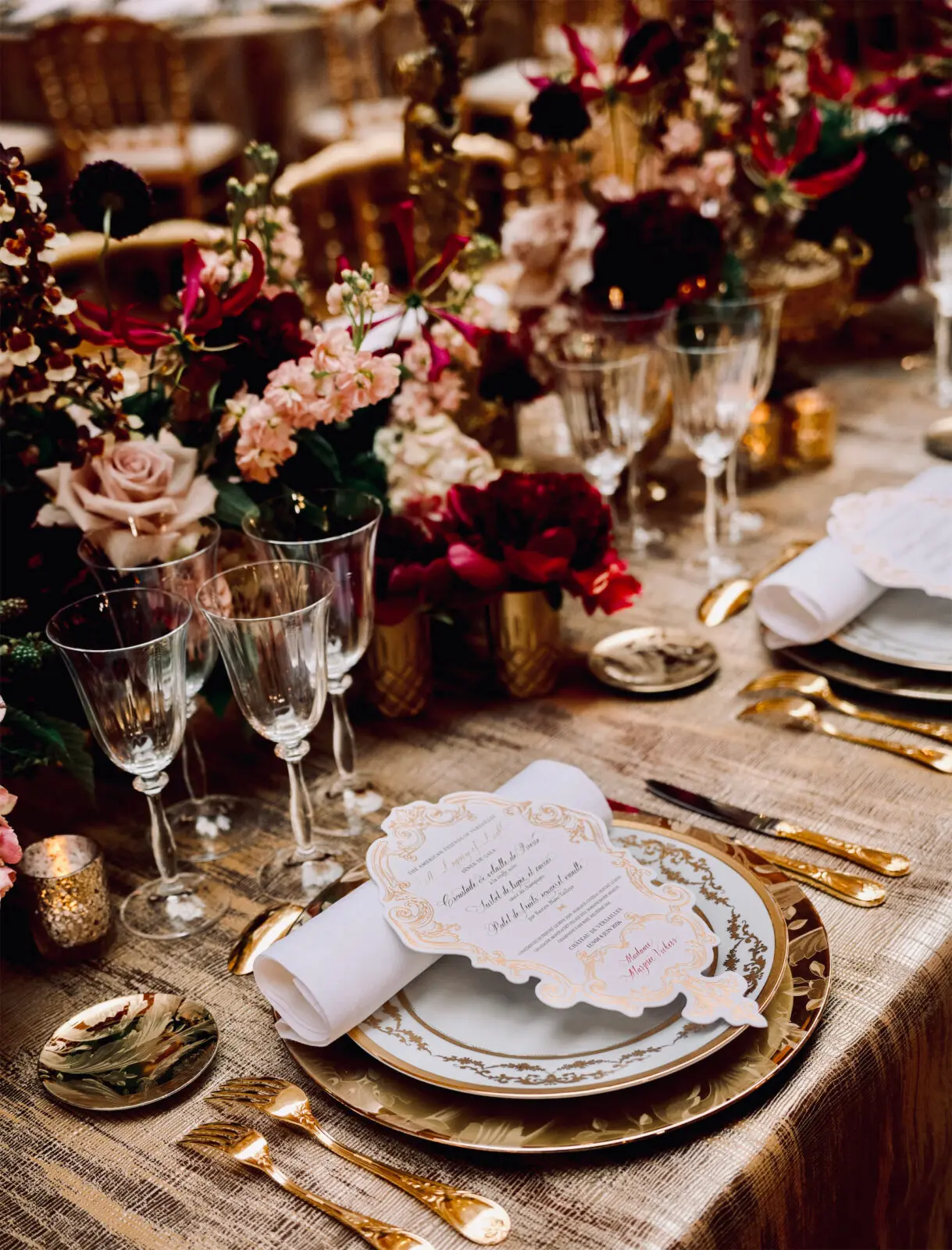 Mise en place  at the Friends of Versailles soirée (Photo by Catalin Vutcariov)