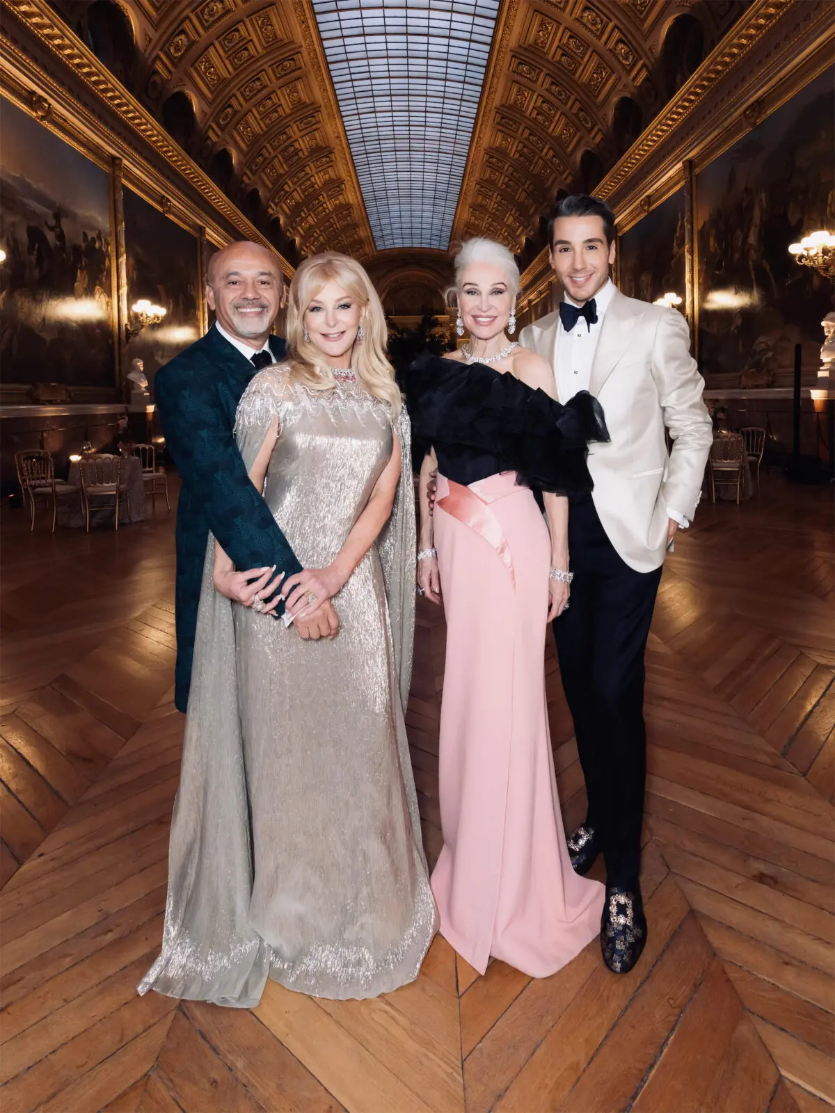 Christian Louboutin, Alicia Bryan, Becca Cason Thrash, Lucas Somoza at the American Friends of Versailles soirée (Photo © François Goizé)