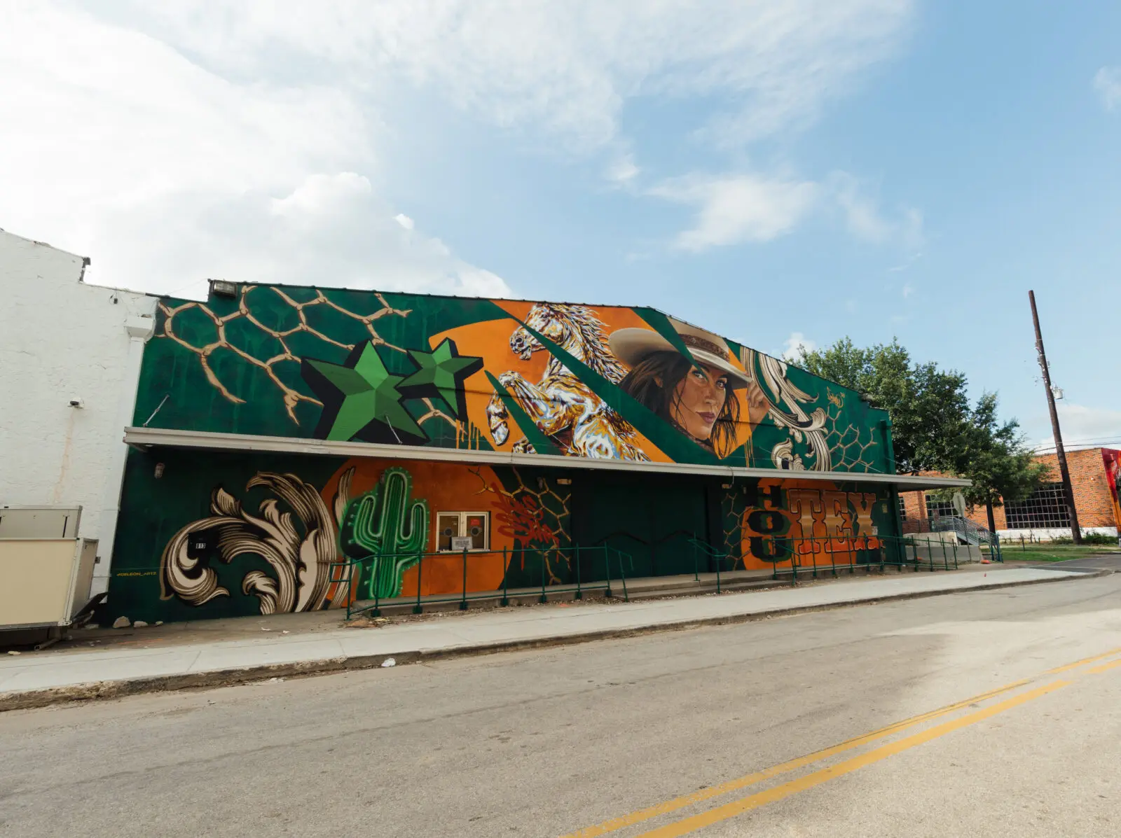 Houston native Jesse De Leon's  mural titled 'Western Southern Hospitality Meets Global Soccer' welcomes arrivals at The Ranch Presents Pitch Live (Photo by Kevin Avila)