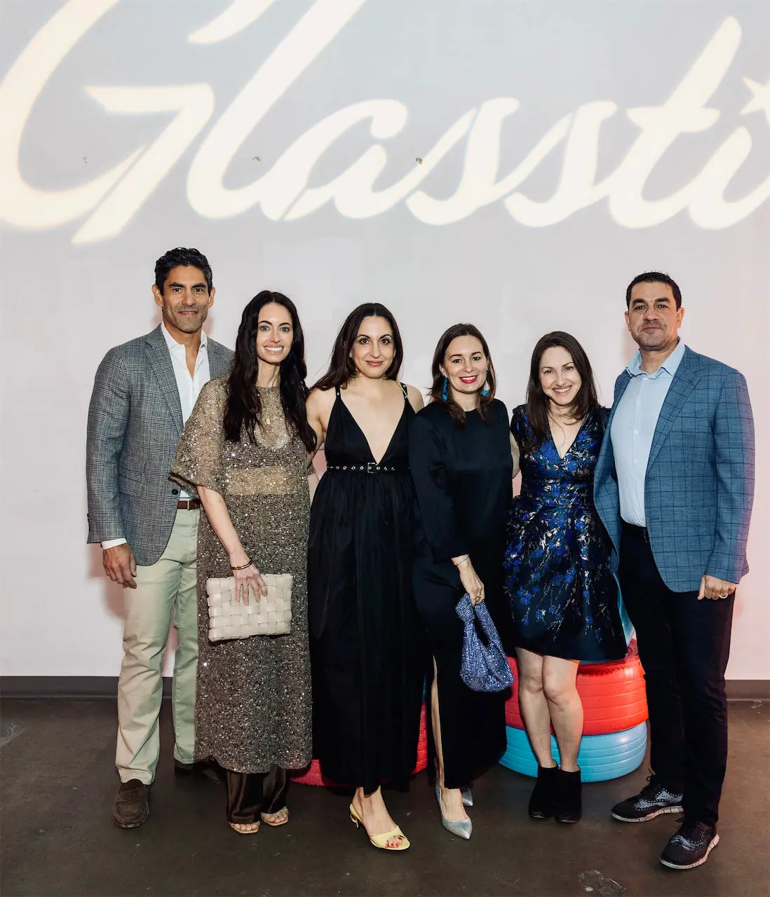Andrew & Rebecca Shin, Andrea Albin, Emily Stein, Sandra Zalman, Brandon Stein at Glasstire 25th Anniversary Party & Auction (Photo by Jenny Antill Clifton)